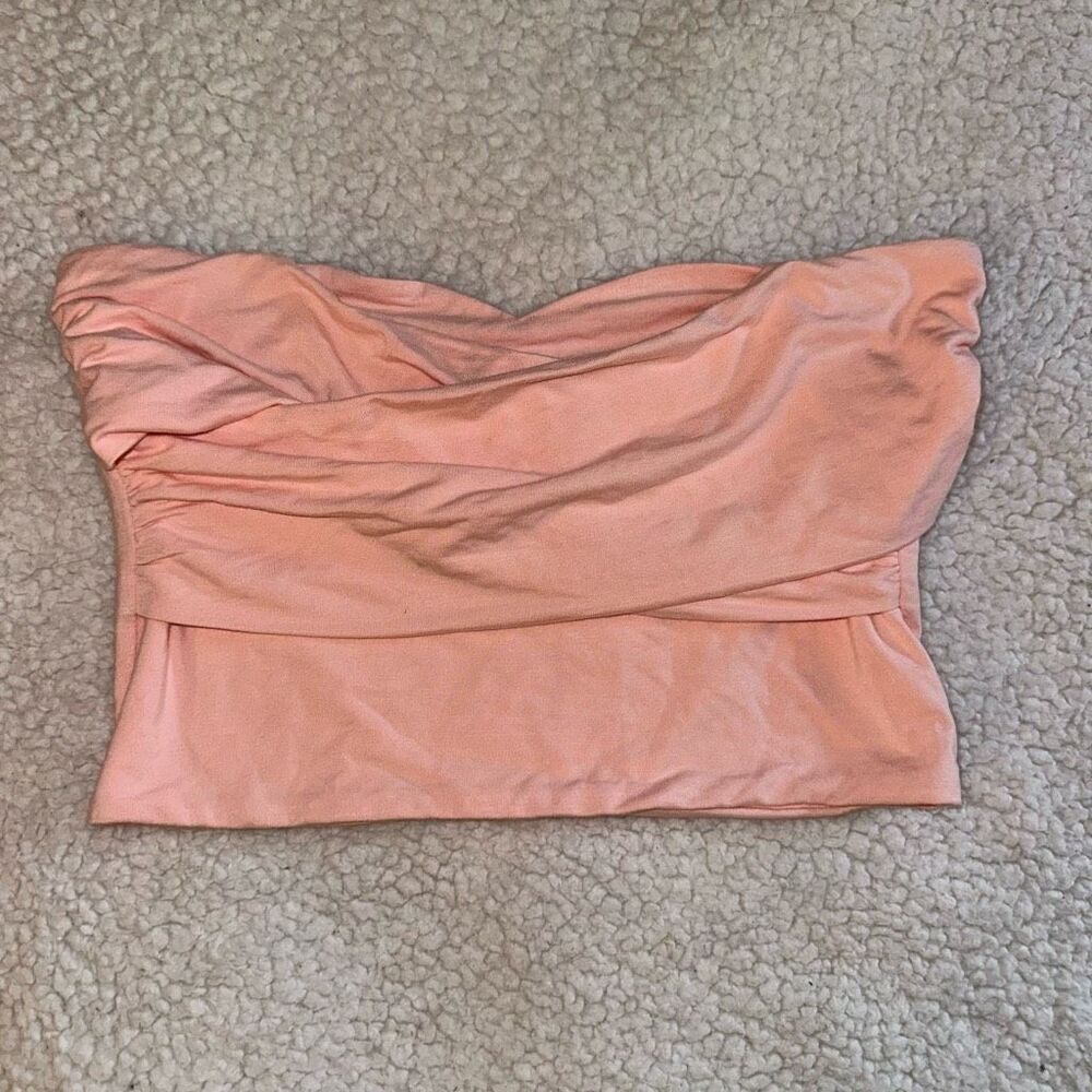 Lovers+Friends Women's Ruched Strapless Crop Top Light Pink Size Small NWT